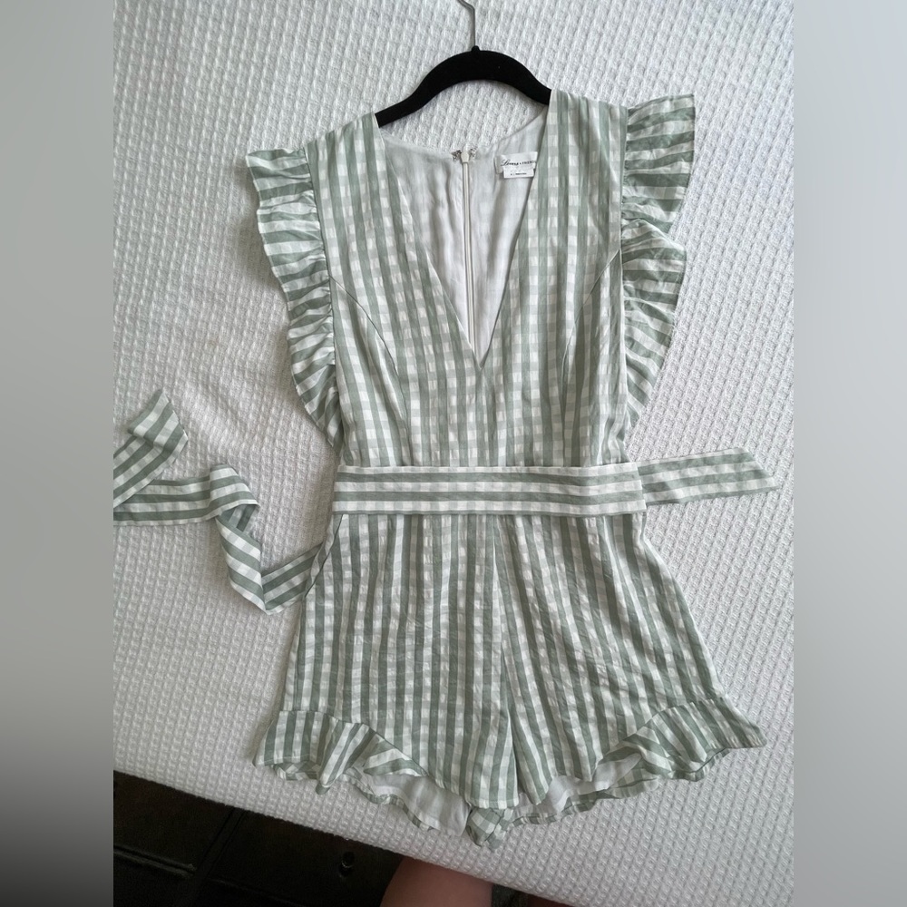 Lovers + Friends Jill Romper Sage Green